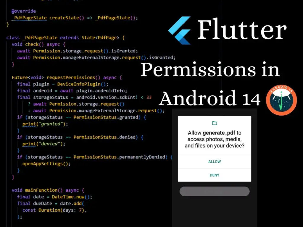 Flutter Permissions in SDK 34 | Android 14